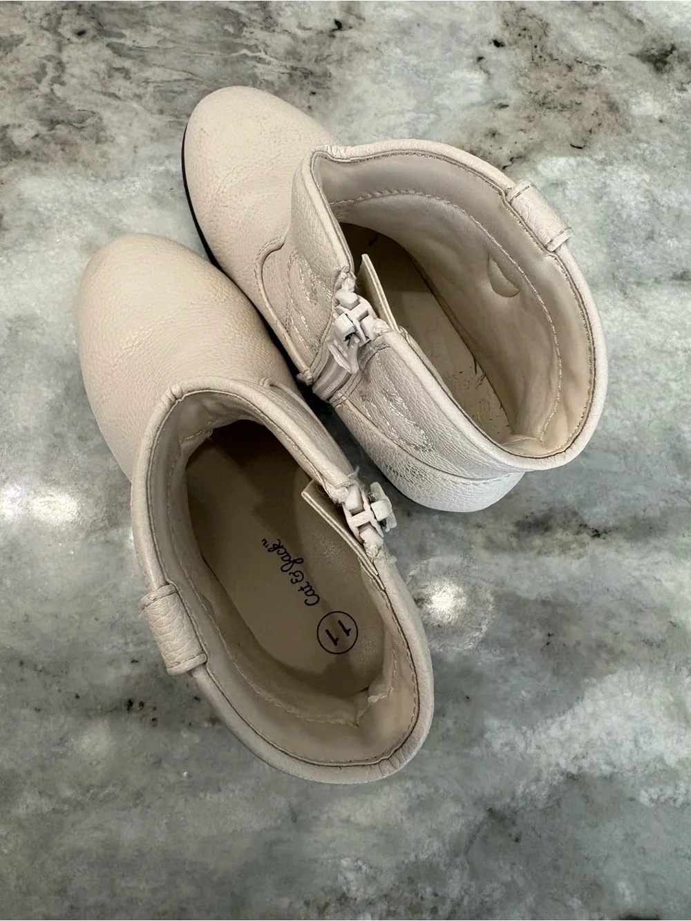 Toddler Girl Cat & Jack Cream Ankle Booties Side-Zip Chelsea Sz 11